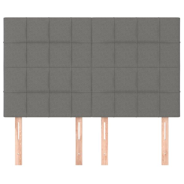 vidaXL Tăblie de pat gri &icirc;nchis 144x5x118/128 cm, material textil