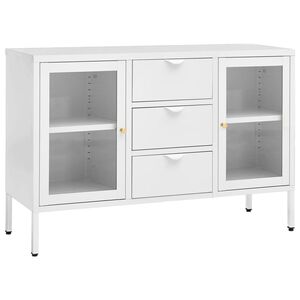 vidaXL Servantă, alb, 105x35x70 cm, oțel și sticlă securizată