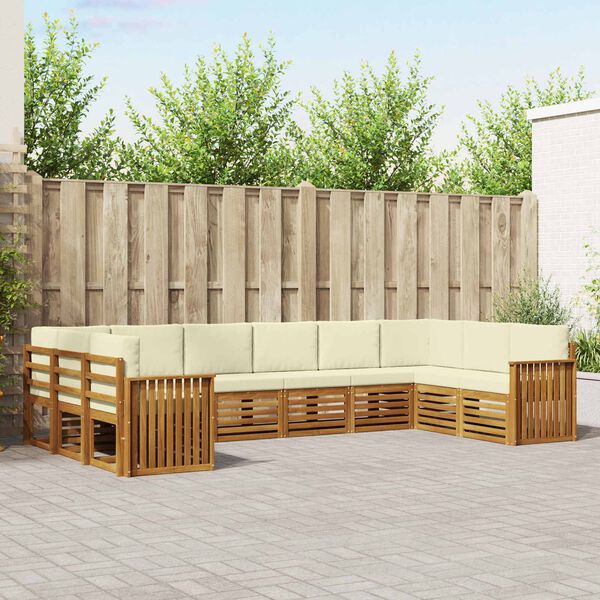 vidaXL Set canapea sectională cu pernă 10 pcs Natural și Crem