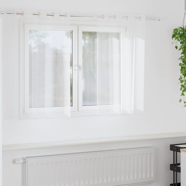 vidaXL Cortină din Voile cu perdele 2 pcs Alb 140 x 140 cm Poliester