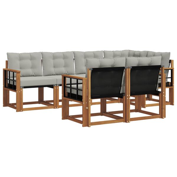 vidaXL Set de canapele de exterior 7 pcs Gri natural și deschis