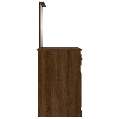 vidaXL Masă de toaletă cu oglindă, stejar maro 90x50x132,5 cm lemn