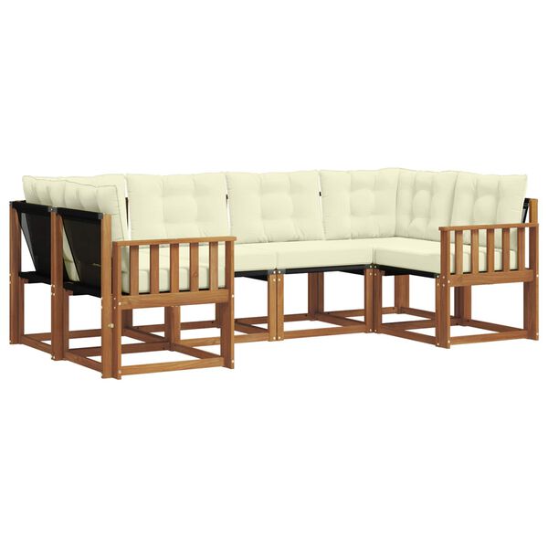vidaXL Set de canapele de exterior cu pernă 6 pcs Natural și Crem