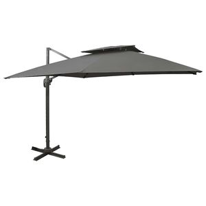 vidaXL Umbrelă &icirc;n consolă cu &icirc;nveliș dublu, antracit, 300x300 cm