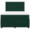 vidaXL Pat box spring cu saltea, verde &icirc;nchis, 140x200 cm, catifea