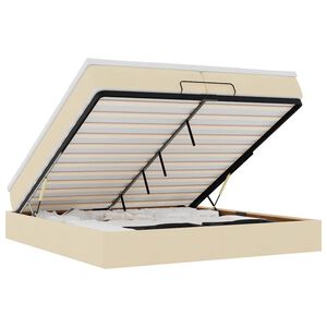 vidaXL Cadru de pat otoman cu saltele crem 200x200cm stofa