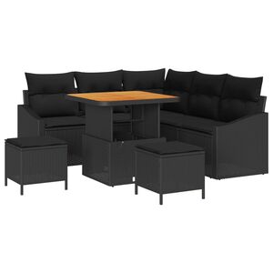 vidaXL Set de canapele pentru grădină cu pernă 8 pcs Negru Rattan poli