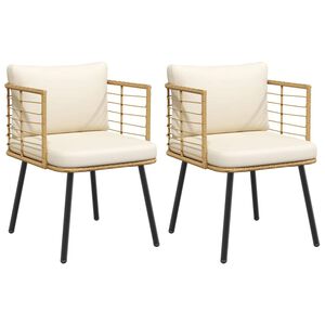 vidaXL Scaune de grădină 2 buc cu perne din poliratan natural