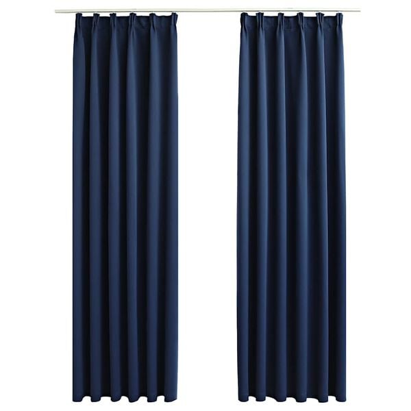 vidaXL Draperii opace cu c&acirc;rlige, 2 buc., albastru, 140 x 245 cm