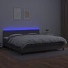 vidaXL Pat cu arcuri, saltea și LED, gri, 200x200 cm, piele ecologică