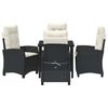 vidaXL Set de masă pentru grădină cu pernă 5 pcs Negru poliratan