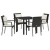 vidaXL Set de masă pentru grădină cu pernă 5 pcs Negru poliratan