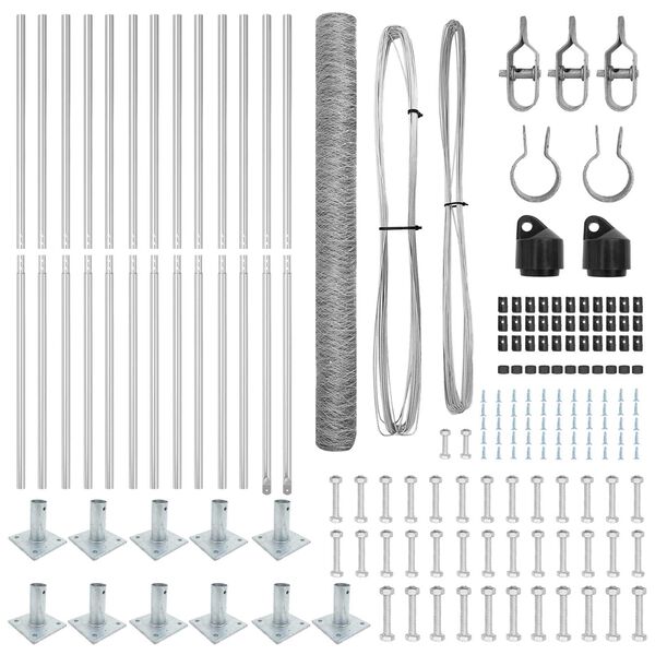 vidaXL &Icirc;ngrădire cu st&acirc;lpi Argintiu 1.5 x 25 m otel acoperit cu PVC