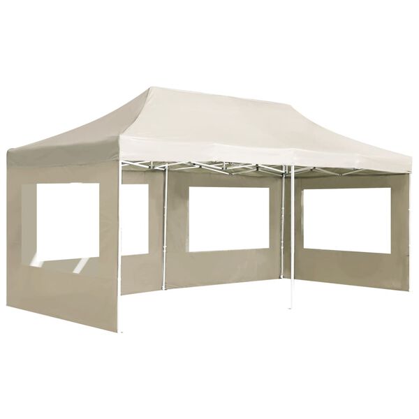vidaXL Cort de petrecere pliabil cu pereți, crem, 6 x 3 m, aluminiu
