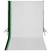 vidaXL Set studio foto cu 3 fundaluri de bumbac, cadru reglabil, 3x5 m