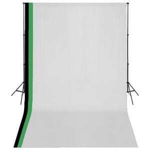 vidaXL Set studio foto cu 3 fundaluri de bumbac, cadru reglabil, 3x5 m