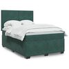 vidaXL Pat box spring cu saltea, verde &icirc;nchis, 140x190 cm, catifea