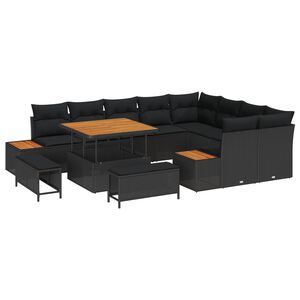 vidaXL Set de canapele pentru grădină 12 pcs Negru Rattan poli
