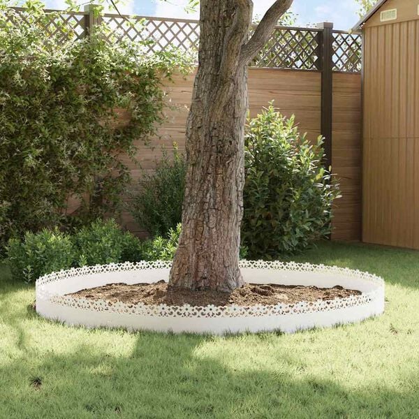 vidaXL Borduri pentru gazon 10 pcs Alb 103 x 0,05 x 22 cm Oțel