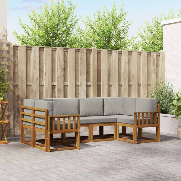 vidaXL Set de canapele de exterior 6 pcs Gri natural și deschis