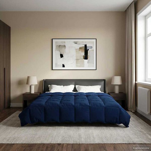 vidaXL Pilotă de vară Patos Albastru &icirc;nchis 220 x 240 cm Microfibră