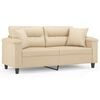 vidaXL Canapea cu 2 locuri, cu perne, crem, 140 cm, microfibră