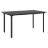 vidaXL Masă de grădină, negru, 150 x 80 x 74 cm, oțel și sticlă
