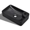 vidaXL Chiuvetă de baie din ceramică cu gaură pentru robinet, negru