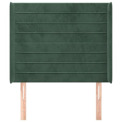 vidaXL Tăblie pat cu aripioare verde închis 103x16x118/128 cm catifea