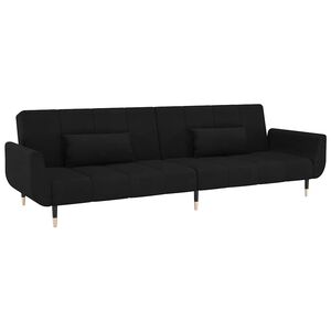 vidaXL Canapea extensibilă cu 2 locuri, 2 perne, negru, catifea