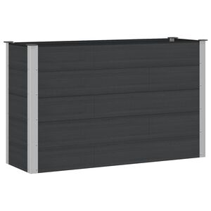 vidaXL Strat &icirc;nălțat de grădină Negru 150 x 50 x 91 cm WPC și Aluminiu