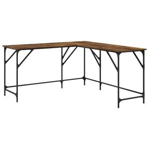 vidaXL Birou, stejar fumuriu, 149x149x75 cm, lemn prelucrat