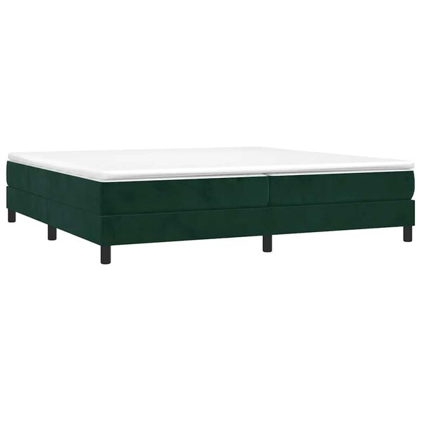 vidaXL Pat box spring cu saltea, verde &icirc;nchis, 200x200 cm, catifea