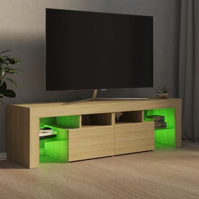 vidaXL Comodă TV cu lumini LED, stejar sonoma, 140x36,5x40 cm