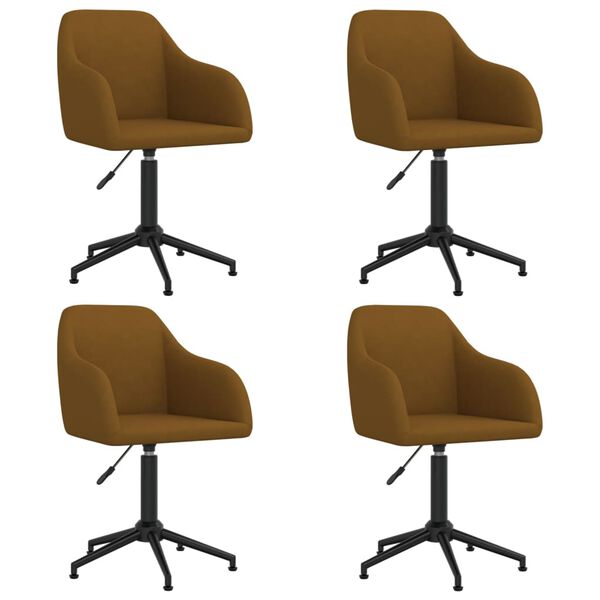 vidaXL Scaune de masă pivotante, 4 buc., maro, catifea