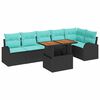 vidaXL Set de canapele pentru grădină 7 buc. Negru Rattan poli