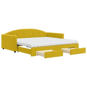 vidaXL Pat de zi cu extensie și sertare, galben, 100x200 cm, catifea