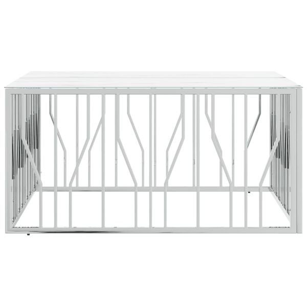 vidaXL Masă de cafea, argintiu, 100x100x50 cm, oțel inoxidabil/sticlă