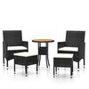 vidaXL Set mobilier de grădină, 5 piese, negru, poliratan