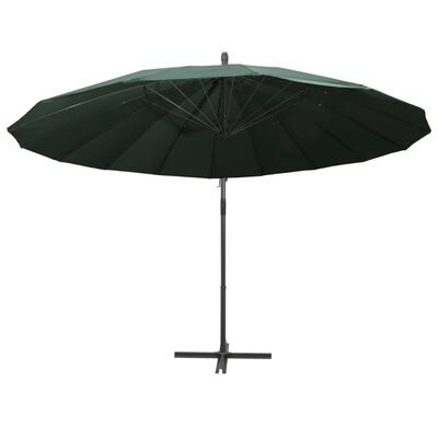 vidaXL Umbrelă de soare suspendată, verde, 3 m, stâlp de aluminiu