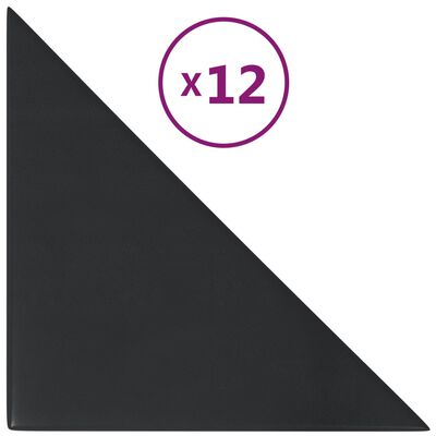 vidaXL Panouri perete 12 buc. negru, 30x30 cm piele ecologică 0,54 m²