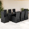 vidaXL Set mobilier de grădină cu perne, 9 piese, negru, poliratan