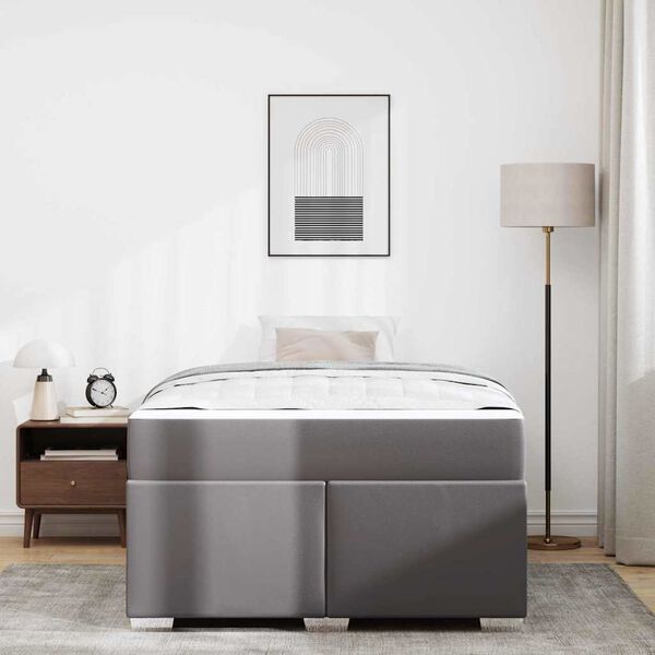 vidaXL Cadru de pat cu saltea Gri 120 x 190 cm țesătură