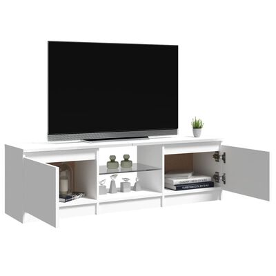 vidaXL Comodă TV cu lumini LED, alb extralucios, 120x30x35,5 cm