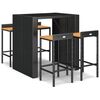 vidaXL Set bar pentru grădină, 5 piese, negru, poliratan/lemn acacia