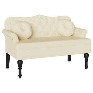 vidaXL Bancă Chesterfield Crem 120.5 x 65 x 75 cm Piele artificială