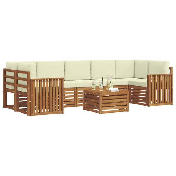 vidaXL Set de canapele de exterior cu pernă 8 pcs Natural și Crem