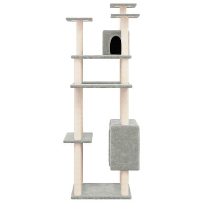 vidaXL Ansamblu de pisici, stâlpi din funie sisal, gri deschis, 162 cm