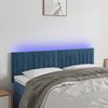 vidaXL Tăblie de pat cu LED, albastru &icirc;nchis, 144x5x78/88 cm, catifea