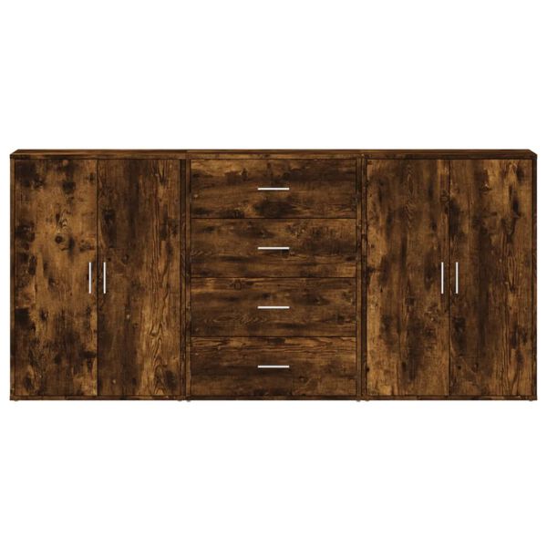 vidaXL Dulapuri, 3 buc., stejar fumuriu, 60x31x84 cm, lemn prelucrat
